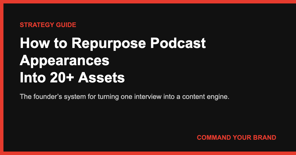 How to Repurpose Podcast Appearances: The Founder’s System for Turning One Interview Into 20+ Assets